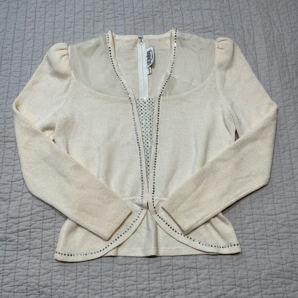 St. John Sweaters - St. John By Marie Gray Knit Cream Cardigan Women’s Size 6